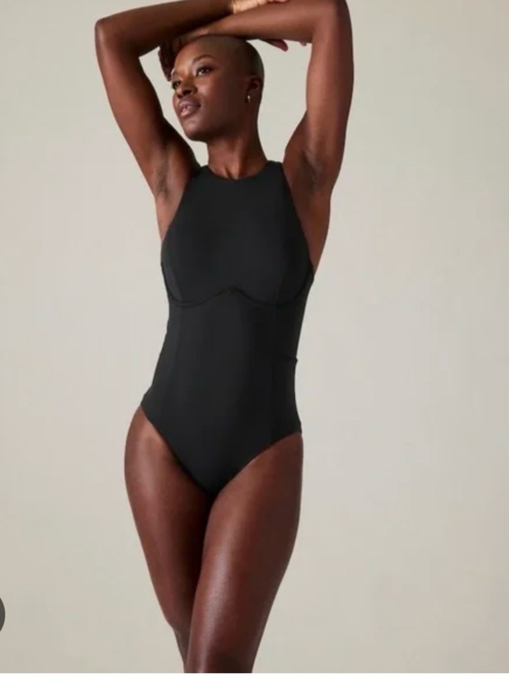 Athleta Black High-Neck One-Piece Swimsuit